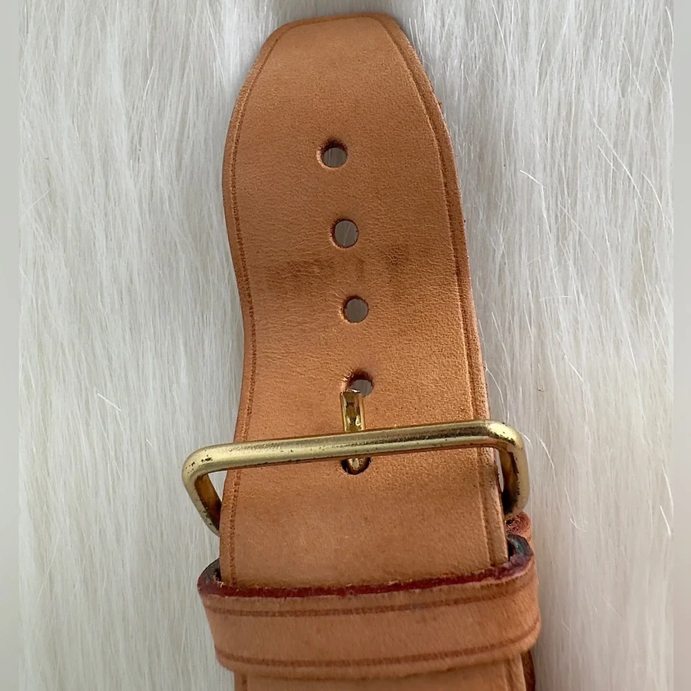 ✨Authentic LOUIS VUITTON Vachetta Leather Luggage Tag With Looping Strap Holder - Picture 15 of 16